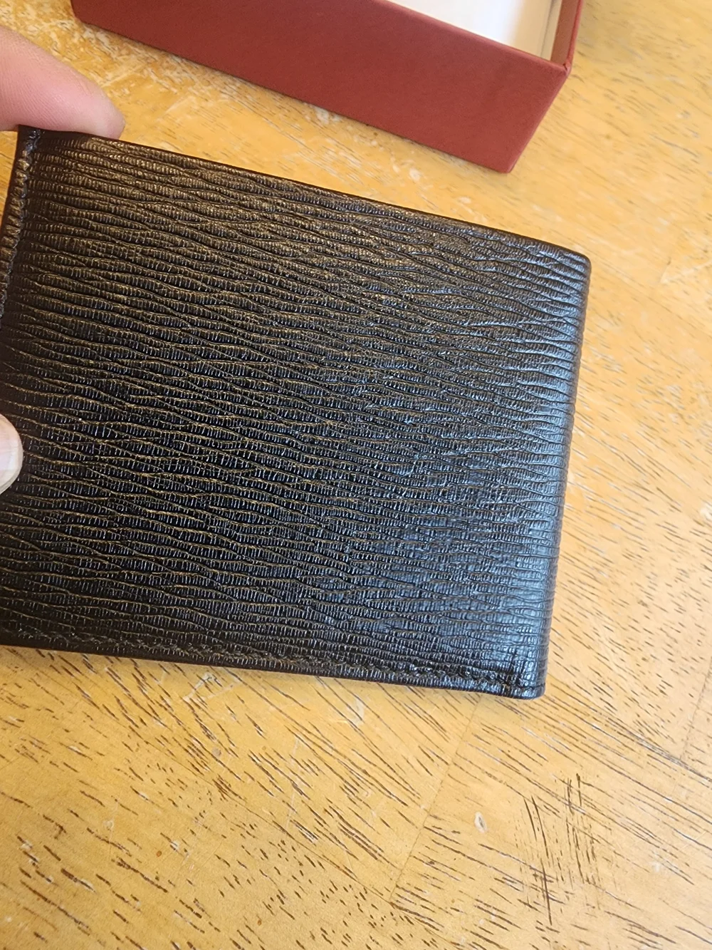 Salvatore Ferragamo Black Textured Leather Card Holder Wallet